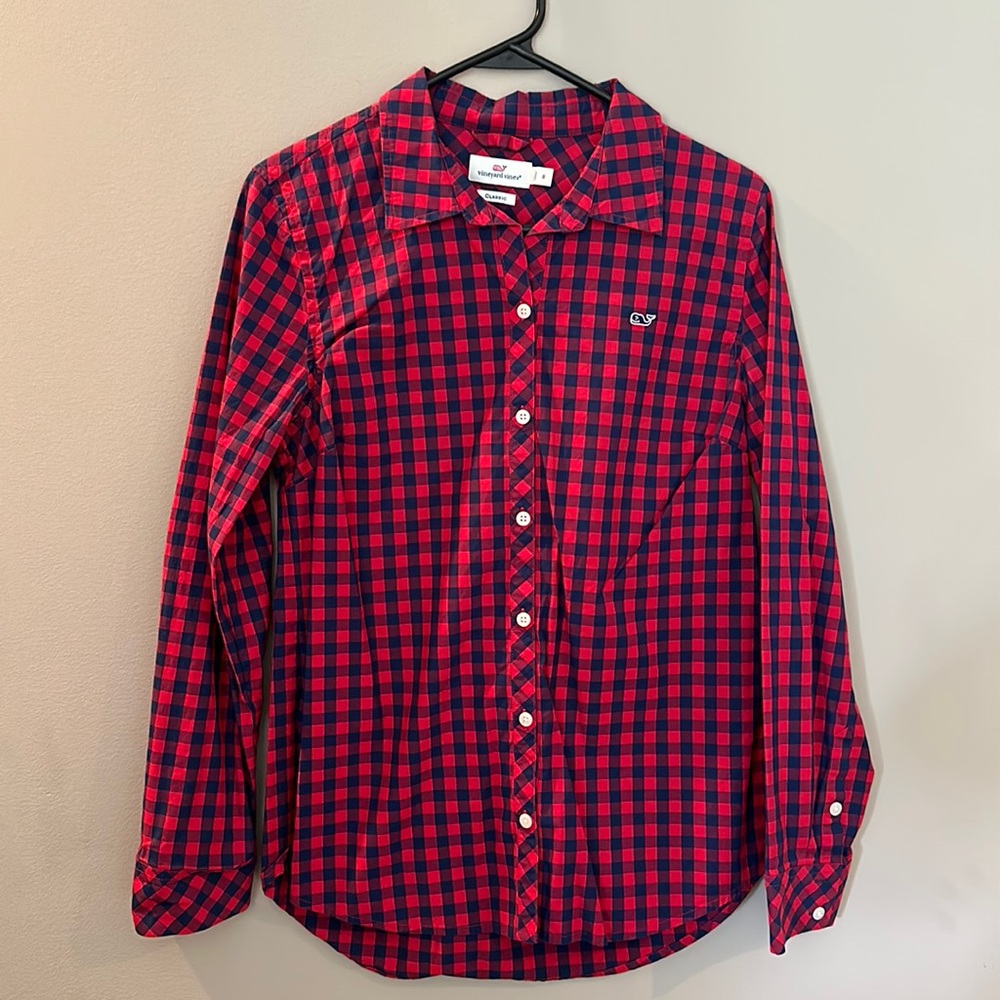 Vineyard Vines Gingham Button Down Size 8.